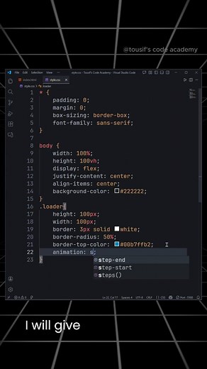 Create This Simple Animated Loader Using Only HTML & CSS | Beginner Friendly Tutorial #codewithtoushif #HTML #CSS #LoaderAnimation #CSSAnimation #WebDesign #FrontendDevelopment #CodingTutorial #TousifsCodeAcademy | Code With Toushif