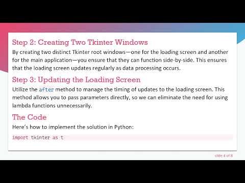 How to Create an Interactive Loading Screen in Tkinter for Your Python App