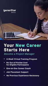 1K views · 14 reactions | Become a Project Manager! Participate in our 6-week virtual training program to obtain the necessary skills, coaching, certificates, and guidance to obtain an in-demand job. | gener8tor | Facebook