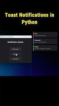 Toast Notifications in Python #pythonprogramming #pythontutorial