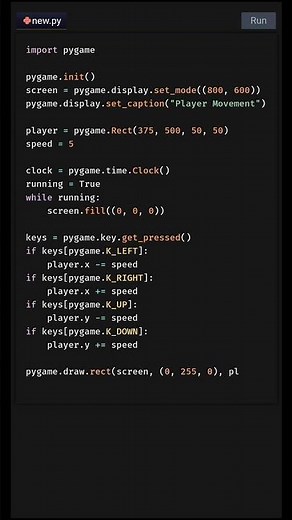 Pygame - Moving a player | Character Movement || Pygame python tutorial #python #pygame