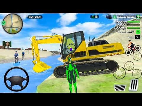 Rope Frog Ninja Hero Strange Gangster - Open City Construction Excavator - Android Gameplay