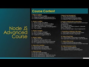 Node JS Advanced Course - Content