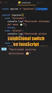 Cómo funciona la condicional switch en JavaScript . . #srspes #javascriptdesdecero #html #webdeveloperstarterkit | SrSpes
