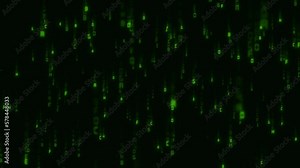 The Matrix style binary green code. The through falling numbers and letters.