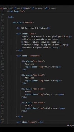 CSS Position & Z-Index Explained #coding #frontend #webdevelopment
