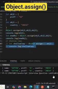 object.assign() in javascript | use case | javascript interview question #shorts #coding #javascript