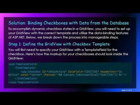 How to Dynamically Check Checkboxes in ASP.NET GridView Based on Database Values