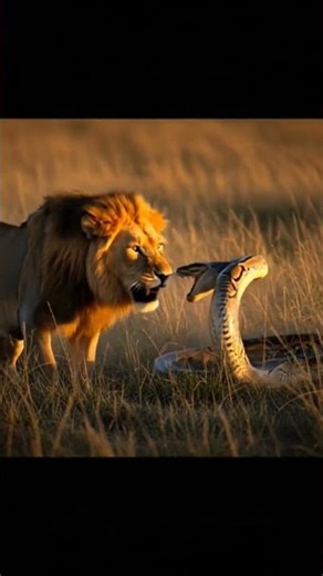 Lion vs Python — A Deadly Savannah Showdown#viral #shorts#wildlife#ai#foryou