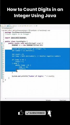 How to Count Digits in an Integer Using Java | Eclipse Tutorial for Beginners