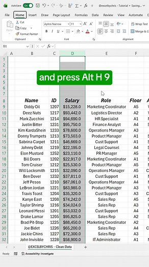 131K views · 1.1K reactions | Data Cleaning in Excel In this tutorial you'll learn how to clean and adjust data in Excel using Shortcuts! #excel #exceltips #exceltricks #spreadsheets #corporate #workhacks #accounting" | LEARN MORE | Facebook
