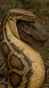 The Python Swallows T-Rex!大蛇がティラノサウルスを丸呑み！#snake #trex #wildlife #epic #realistic #AI | Video Animal