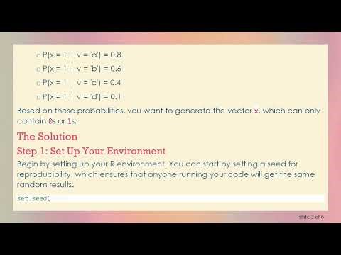Generating a Random Vector in R Based on Conditional Probabilities