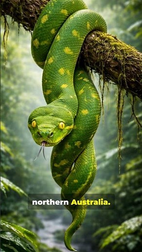 The green python is a tree-dwelling snake known for its bright emerald scales #naturereels #facts