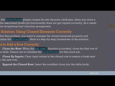 Dynamically Add Rows with SelectPicker in Your HTML Table
