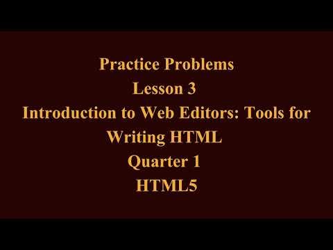 Introduction to Web Editors: Tools for Writing HTML| Q1 Computer Programming (.NET Tech) L2 P1