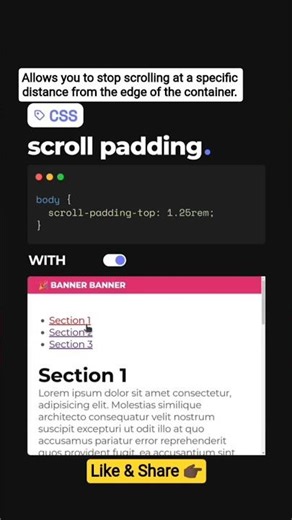 ⚙️ Scroll Padding #css #javascript #html #python #webdevelopment #coding #how #tips #ai #animation