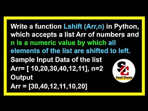 Python program to shift elements | Q 34 CBSE Sampler | Computer Science Class 12 Python