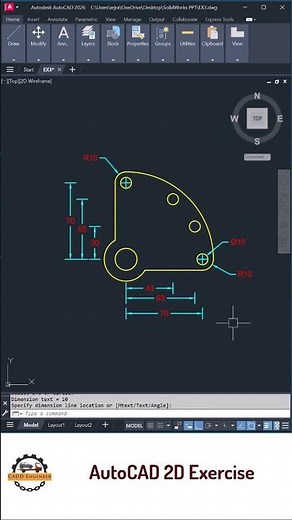 AutoCAD 2D Practice Part with Dimensions & Arcs | Short