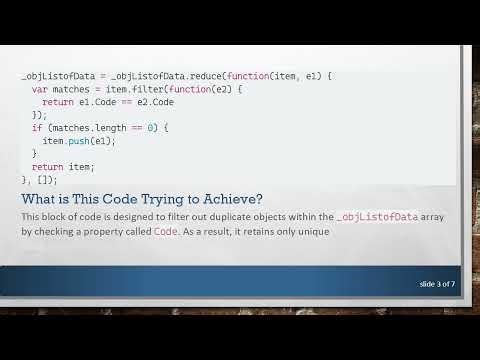 Understanding JavaScript's reduce Method to Filter Distinct Objects by Code