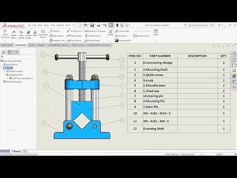 Solidworks tutorial | insert Bill of Materials (BOM) into a Drawing in Solidworks
