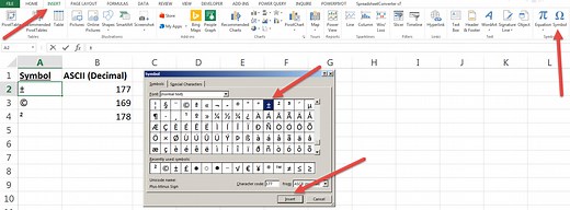 Shortcut to insert a symbol in Excel