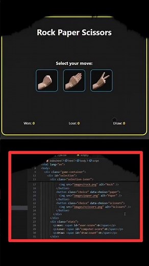 Build an Animated Rock Paper Scissors Game with Sound | HTML, CSS & JavaScript Tutorial for Beginner
