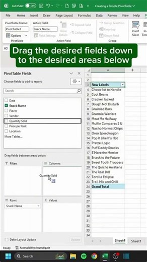 Excel Trick: Create a PivotTable in 30 Seconds! 🔥📊 #exceltips