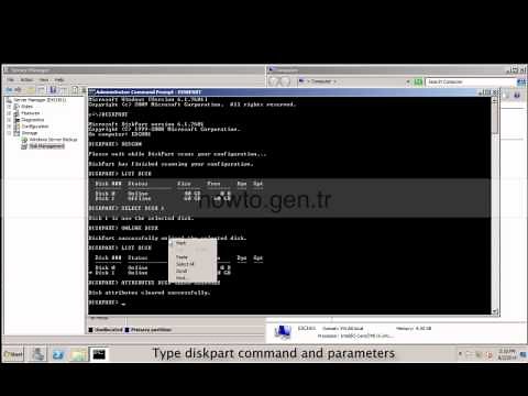 How to online disk/create partition/assign drive with diskpart command on windows server