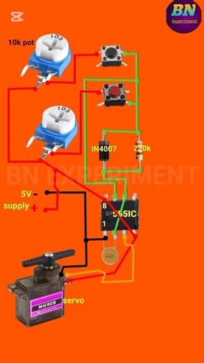servo motor control using 555 timer ic #shorts #viral #shortvideo #shortsfeed #bnexperiment