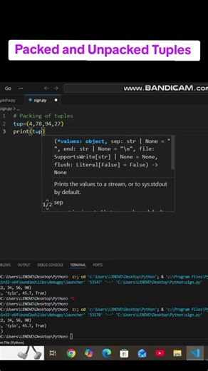 Python Trick: Pack & Unpack Tuples Like a Pro! 🔥#cod #coding #python #programming