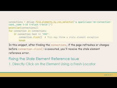 Handling the stale element reference Error in Selenium