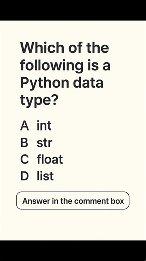 Python Quiz #Python #PythonQuiz #LearnPython #PythonProgramming #CodingQuiz #DataScience #ML