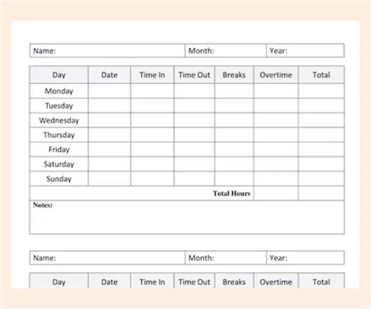 Printable Weekly Time Sheet Log: Employee Time Tracker (a4/letter Sizes, PDF & Word) - Etsy UK