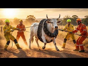 Elite Rescue Saves White Road Bull From Python's Crushing Squeeze! 🐂🐍