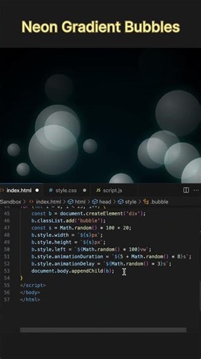 Neon Gradient Bubbles Animation | HTML CSS JAVASCRIPT