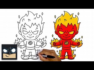 How To Draw Human Torch | Fantastic Four - Videos For Kids
