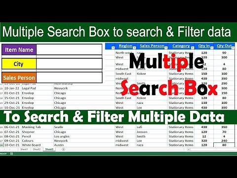 How to Create Multiple Search Box for searching and filtering data in Excel by learning center