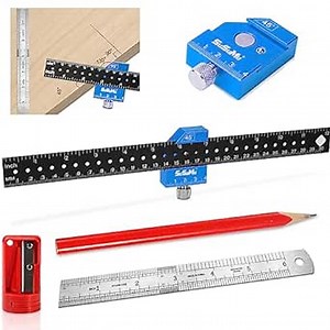 SuSuMu 12 inch Slide Rule with 6inch Metal Ruler Precision Pocket Ruler Woodworking with Slide Stop Inch/cm/mm Angle Edge T Square Benchmark Ruler Measuring Tool for Machinist/Carpenter/Engineer