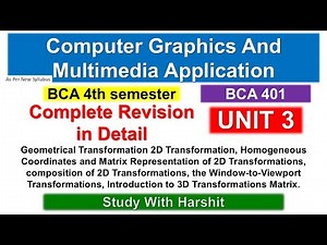 Unit 3 Computer Graphics and Multimedia Application Explained 🔥 | BCA 401 Semester 4 CCSU 2025