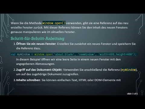 Wie man mit JavaScript Inhalte in ein neues Browserfenster schreibt