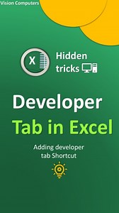 4.6K views · 202 reactions | Developer tab in Excel ‼️ Shortcut way to add a developer tab in Excel  . #excel #excelformula #excelforbeginner #Exceltips #exceltricks #excelhacks #msexcel #exceltutorials #excelshortcuts #spreadsheets | Vision Computers | Facebook