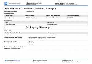 Bricklaying Safe Work Method Statement (SWMS for Bricklaying)