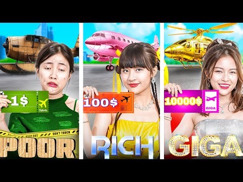 Poor Vs Rich Vs Giga Rich Girl In Airplane