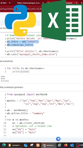 Delete worksheet of Excel file by using OpenPyXL in Colab platform