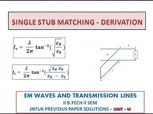 SINGLE STUB MATCHING - DERIVATION - EM WAVES AND TRANSMISSION LINES PREVIOUS PAPERS