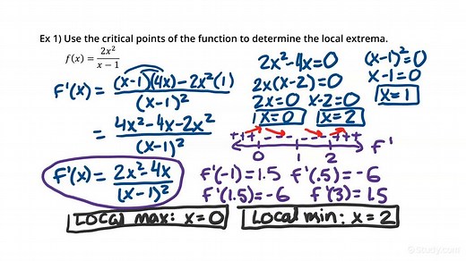 How to Find Local Extrema by Checking Critical Points of a Function | Calculus | Study.com