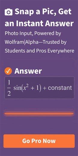 2K views | Snap a pic of your homework problem, get an INSTANT answer. Access photo input in the Wolfram|Alpha app and see why it is trusted by students, pros and teachers everywhere!  https://products.wolframalpha.com/mobile | Wolfram|Alpha | Facebook