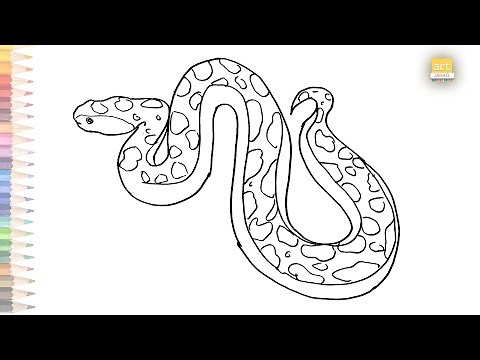 Giant python drawing easy | How to draw A Python step by step simply | Draw A Snake