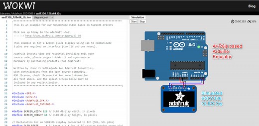 Online wokwi Simulator - Arduino SSD1306 Simulator: How to Display Text, Graphics and More - Learn Easy way from Wokwi | Arduino